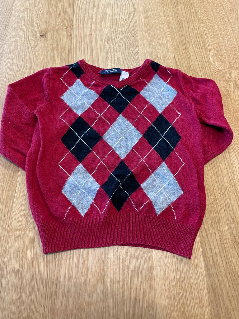 Pull jacquard rouge