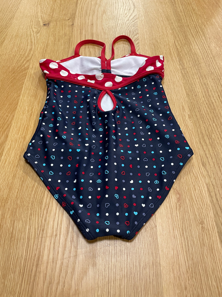 Maillot de bain bleu foncé à petits coeurs - 7A Fait petit