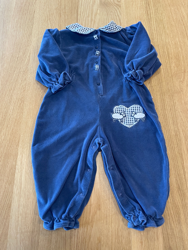 Pyjama une pièce bleu texture velours