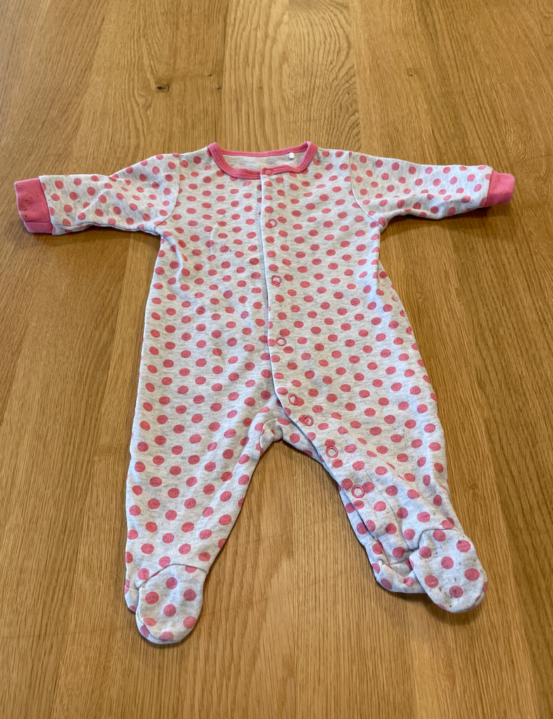 Pyjama gris à pois roses