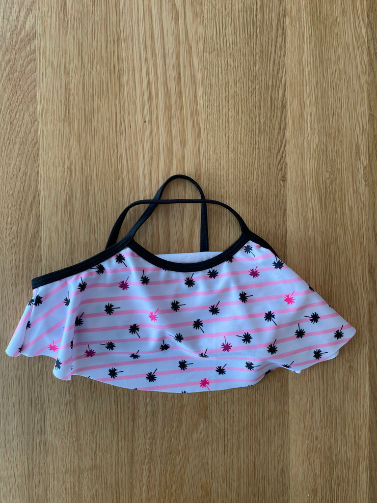 Haut de maillot palmier rayé rose