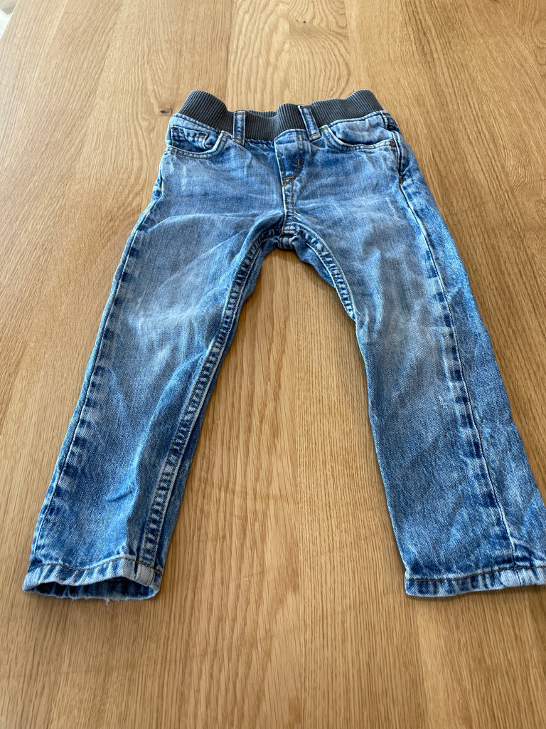 Jeans bleu, ceinture elastique