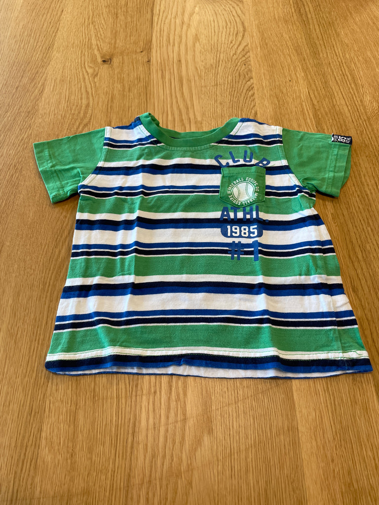 T-Shirt vert rayé baseball
