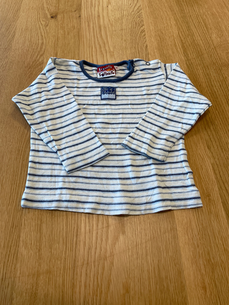 Chandail blanc rayé bleu